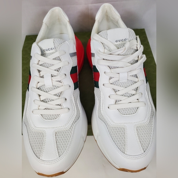NEW GUCCI RHYTON EPILOGUE 'WHITE RED GREEN REFLECTIVE' MEN'S | GUCCI SIZE 12.5 - Picture 8 of 13